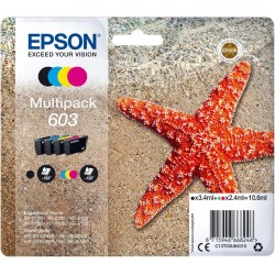 EPSON 603 C13T03U64010 Etoile de mer Multipack de 4 cartouches d'encre authentiques Noir, Cyan, Magenta, Jaune